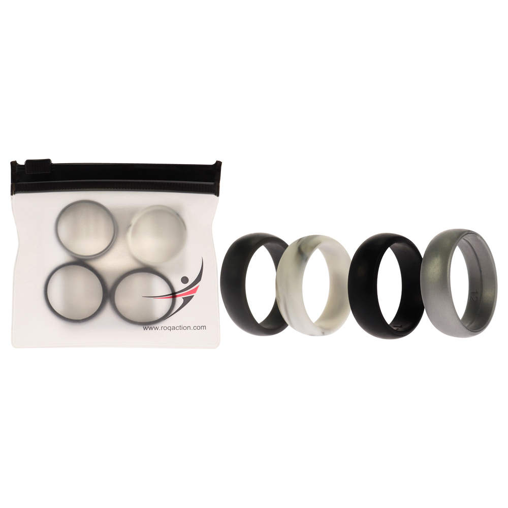 Silicone Wedding Ring Set - Marble by ROQ for Men - 4 x 12 mm Ring